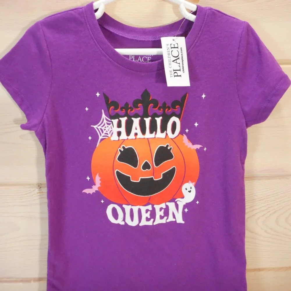 Childrens Place Toddler 5T Purple Hallo Queen T-Shirt Halloween Pumpkin Tee
